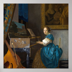 Póster Johannes Vermeer - Dama sentada ante una espineta