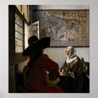 Johannes Vermeer - Funcionario con un Chica risibl