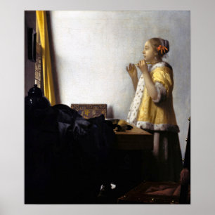 Póster Johannes Vermeer - Joven con collar de perla