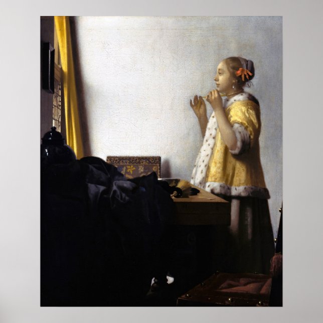 Póster Johannes Vermeer - Joven con collar de perla (Frente)