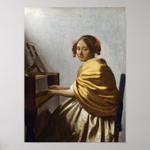 Póster Johannes Vermeer - Joven mujer sentada al virginal