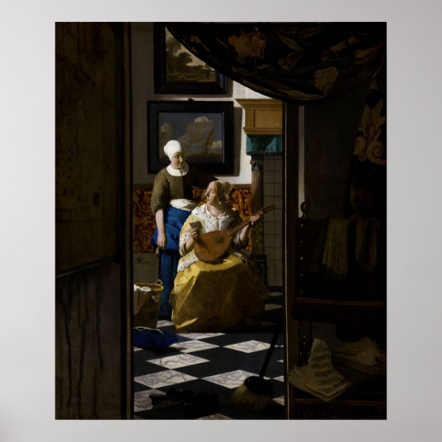 Póster Johannes Vermeer - La carta de amor (Frente)