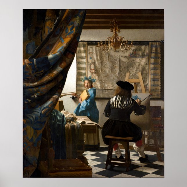 Póster Johannes Vermeer - La historia de la pintura (Frente)