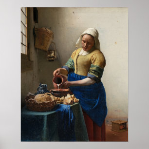 Póster Johannes Vermeer, La Milkmaid