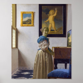 Póster Johannes Vermeer - Lady de pie en un vírgen