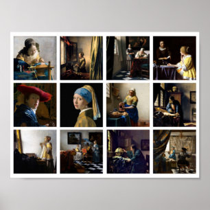 Póster Johannes Vermeer - Masterpieces Grid