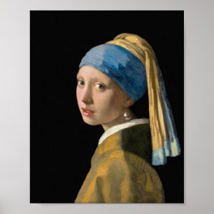 Póster Johannes Vermeer - Muchacha con un collar de perla