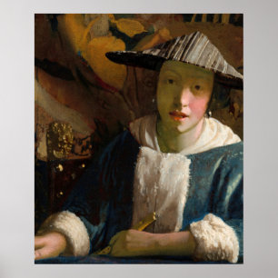 Póster Johannes Vermeer - Muchacha con una flauta
