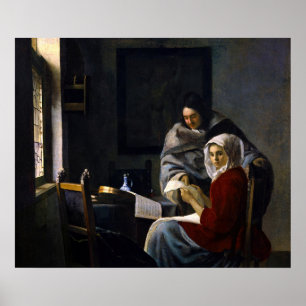 Póster Johannes Vermeer - Muchacha interrumpida mientras