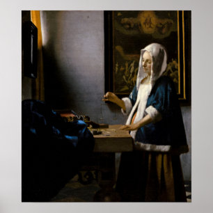 Póster Johannes Vermeer - Mujer con equilibrio