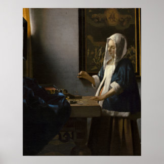 Póster Johannes Vermeer, mujer con equilibrio