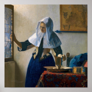 Póster Johannes Vermeer - Mujer con una jarra de agua