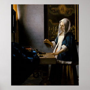 Póster Johannes Vermeer - Mujer sosteniendo una balanza