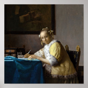 Póster Johannes Vermeer - Una dama escribiendo una carta