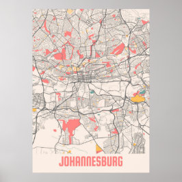 Póster Johannesburgo - Mapa de la ciudad de Chalk en Sudá