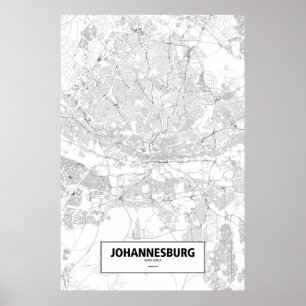 Póster Johannesburgo, Sudáfrica (negro sobre blanco)