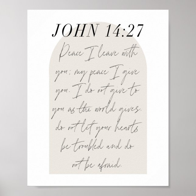 Póster John 14:27 Guión mínimo Boho Beige Arch (Frente)