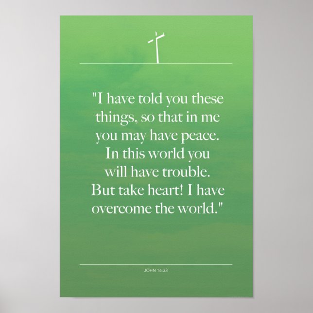 Póster John 16-33 citas de inspiración de la Biblia (Frente)