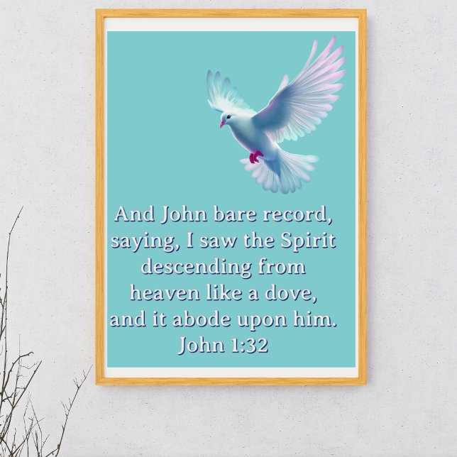 Póster John 1:32 Dove Descendente Azul Cristiano (Subido por el creador)