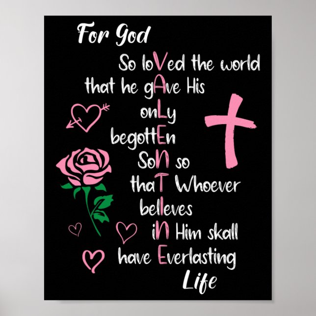 Póster John 316 Por Dios Tan Amado El Mundo Valentines Ch (Frente)