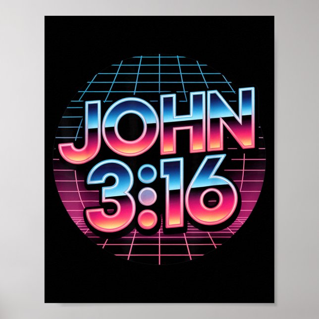 Póster John 3_16 80s Retro Christian Faith Design  (Frente)