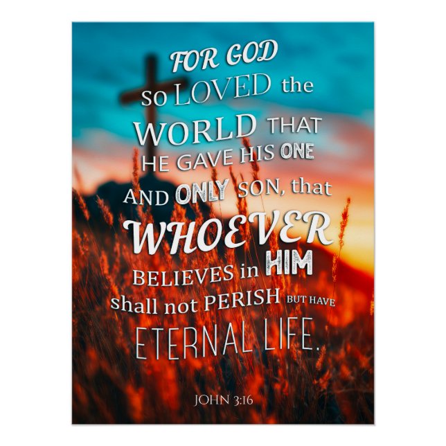 Póster John 3:16 Bible Verse (Anverso)