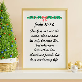 Póster John 3:16 Dios amó tanto al mundo Navidades guirna