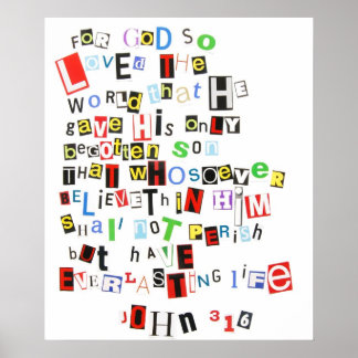 Póster John 3:16 Poster de nota de rescate