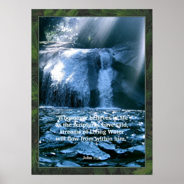 Póster John 7:38 Poster de Escritura de Agua Viva Imprimi (Frente)