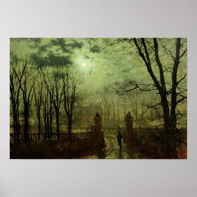 Póster John Atkinson Grimshaw - En La Puerta Del Parque (Frente)