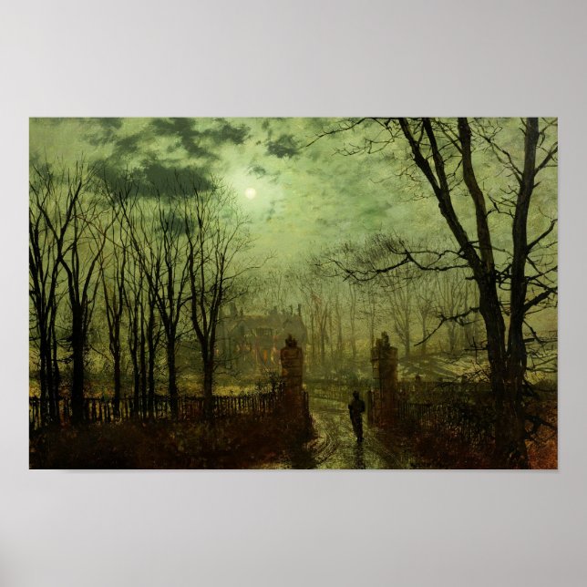 Póster John Atkinson Grimshaw - En La Puerta Del Parque (Frente)