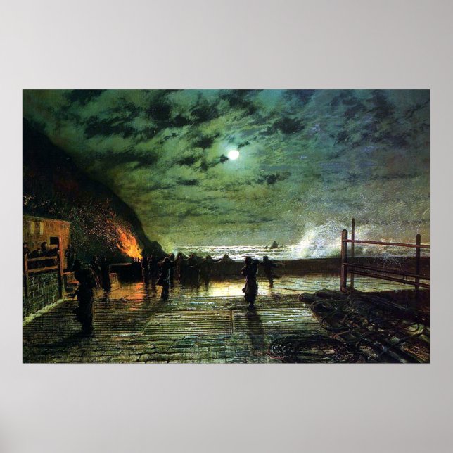 Póster John Atkinson Grimshaw En Peligro (Frente)