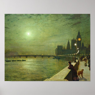 Póster John Atkinson Grimshaw - Reflexiones sobre el Táme