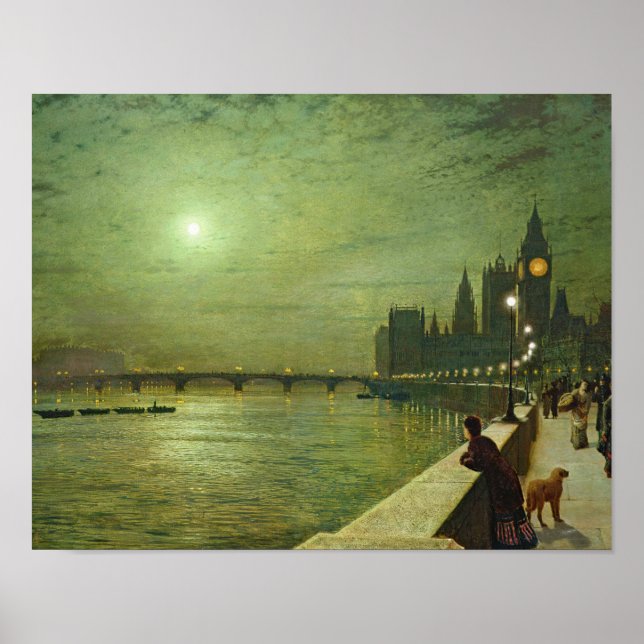 Póster John Atkinson Grimshaw - Reflexiones sobre el Táme (Frente)