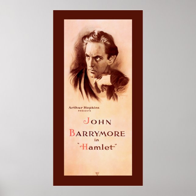 Póster John Barrymore, Poster de Hamlet Broadway 1922 (Frente)