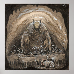 Póster John Bauer - El hombre que camina entre el gnomo