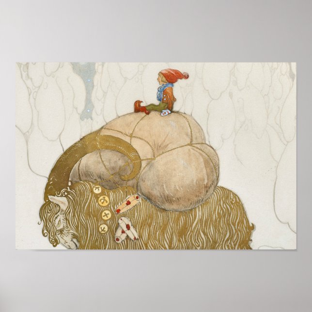 Póster John Bauer - La cabra de los Navidades (Frente)