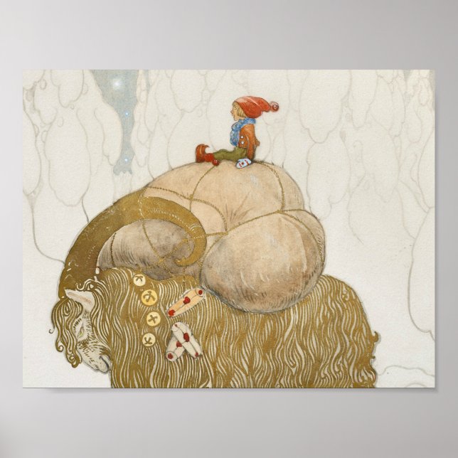 Póster John Bauer - La cabra de los Navidades (Frente)