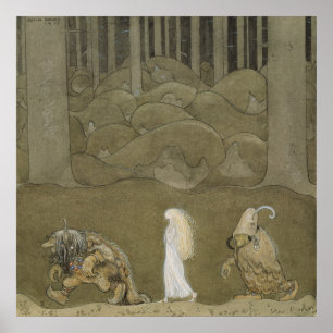 Póster John Bauer - La princesa y los trolls