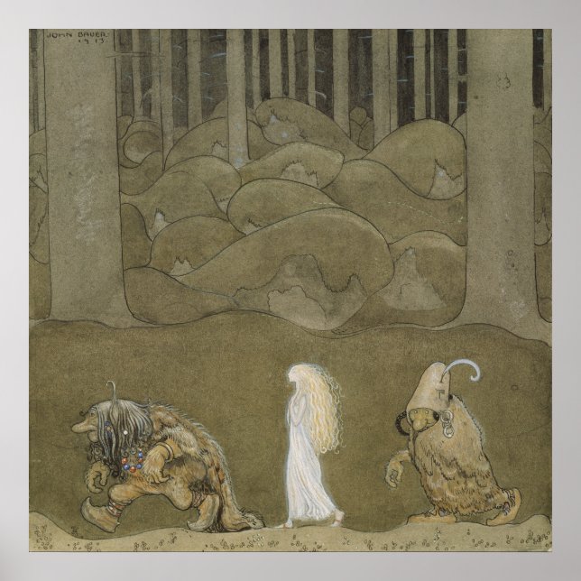 Póster John Bauer - La princesa y los trolls (Frente)