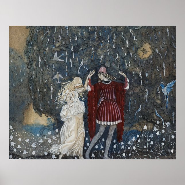 Póster John Bauer - Lena baila con el caballero (Frente)