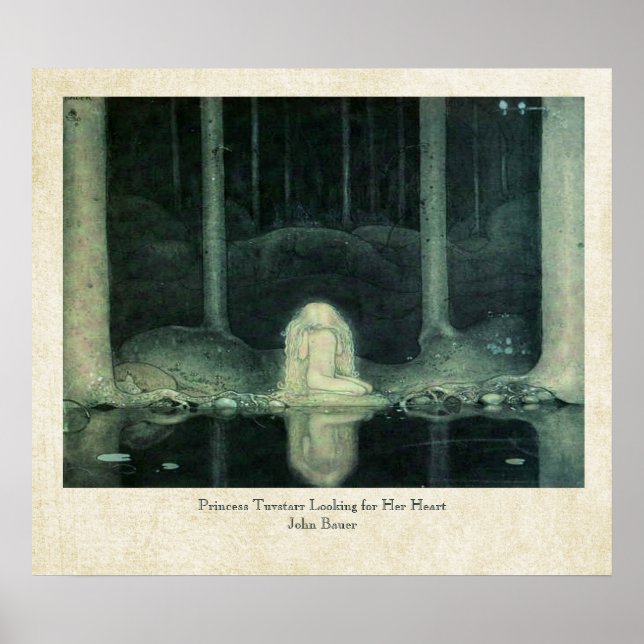 Póster John Bauer Princess Tuvstarr Buscando Su Corazón (Frente)