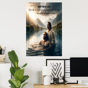 Póster John Bautizó a Jesucristo con la Fe