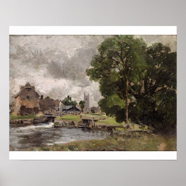 Póster John Constable | Dedham Lock y Mill (Frente)