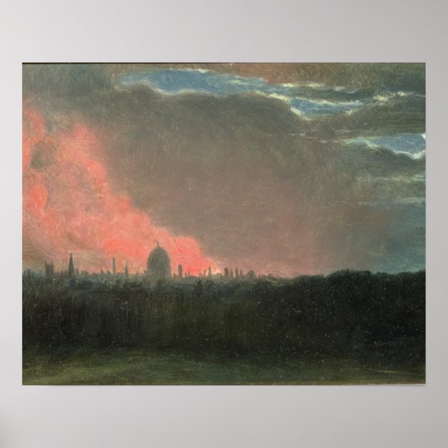 Póster John Constable | Fuego en Londres visto desde Hamp (Frente)