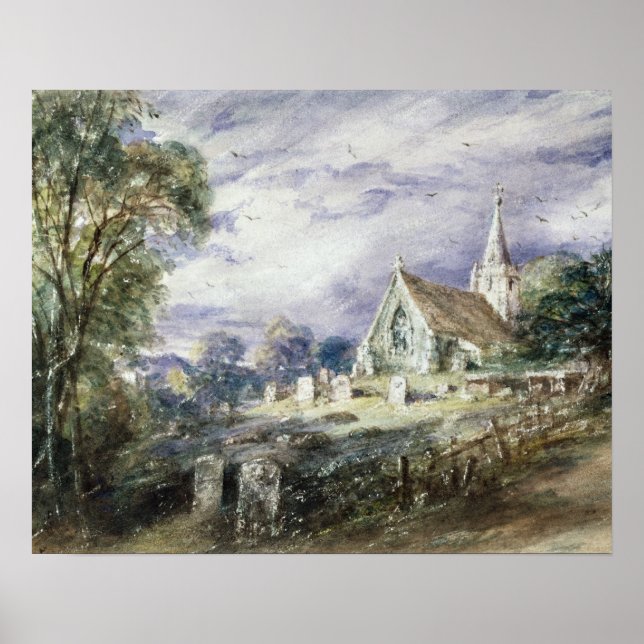 Póster John Constable | Iglesia de Stoke Poges (Frente)