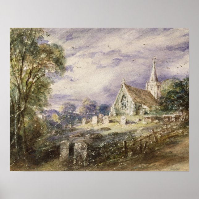 Póster John Constable | Iglesia de Stoke Poges, 1833 (p/c (Frente)