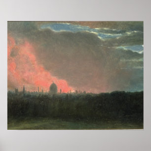 Póster John Constable   Incendio en Londres visto desde H