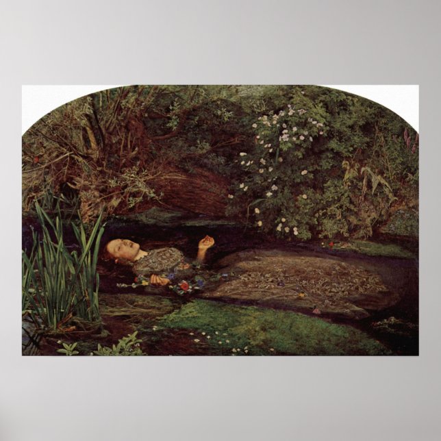 Póster John Everett Millais - Ophelia (Frente)