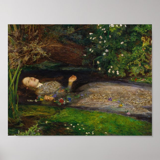 Póster John Everett Millais - Ophelia (Frente)